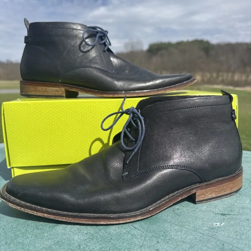 Ted Baker Of London Ashcroft 4 Men’s Sz 9 Black Ankle Boot Blue Stitching Chukka